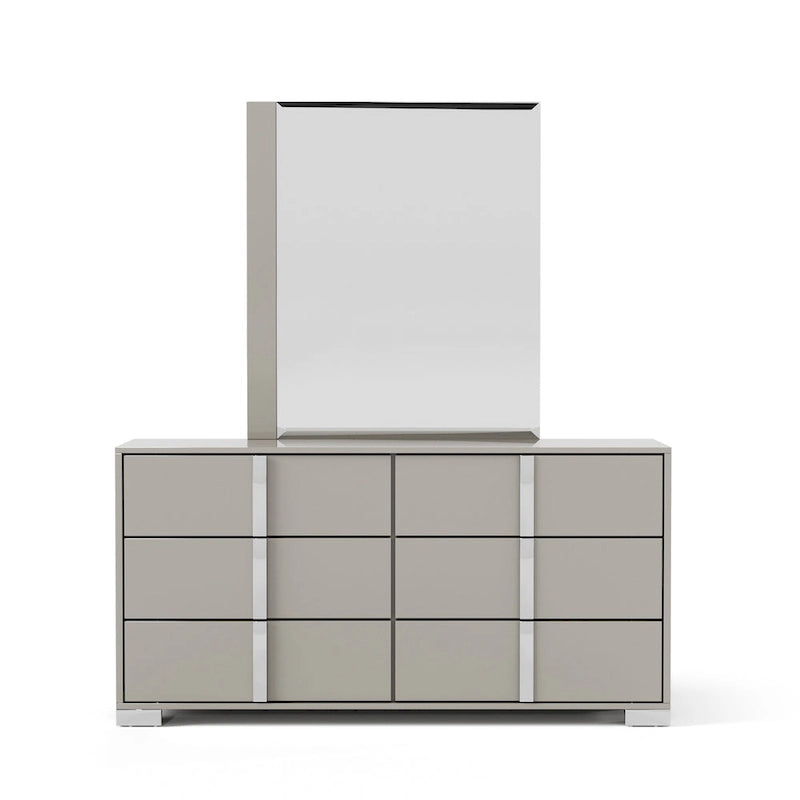 Cassettiera e specchio Erina Modern Glossy a 6 cassetti